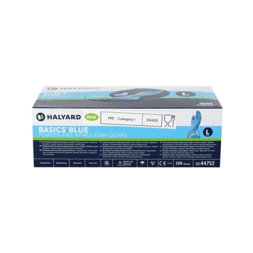 Halyard Handschoenen Basics Nitrile poedervrij blauw large 200 stuks