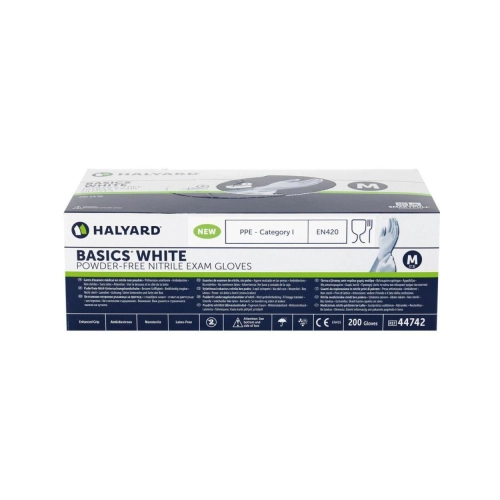Halyard Handschoenen Basics Nitrile poedervrij wit medium 200 stuks