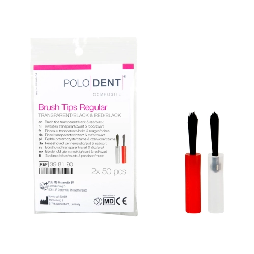 PoloDent Kwastjes transparant/zwart & rood/zwart regular 2x 50 stuks