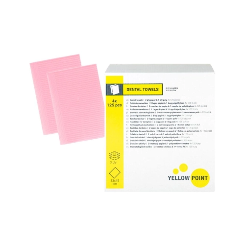 Yellow Point Dental Towels 3-laags 33x45 cm roze 4x 125 st