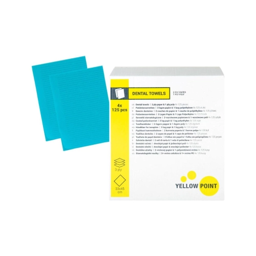 Yellow Point Dental Towels 3-laags 33x45 cm aqua 4x 125 st
