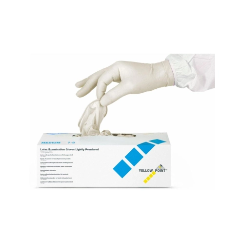 Yellow Point Handschoenen Latex licht gepoederd medium 100 stuks