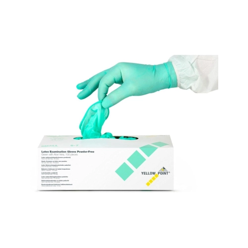 Yellow Point Handschoenen Latex poedervrij Aloë Vera groen small 100 stuks