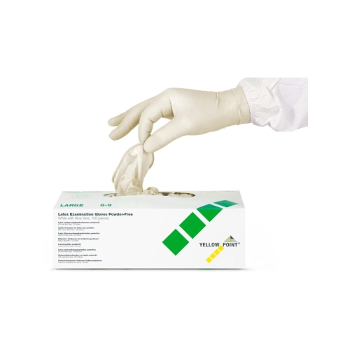 Yellow Point Handschoenen Latex poedervrij Aloë Vera wit large 100 stuks