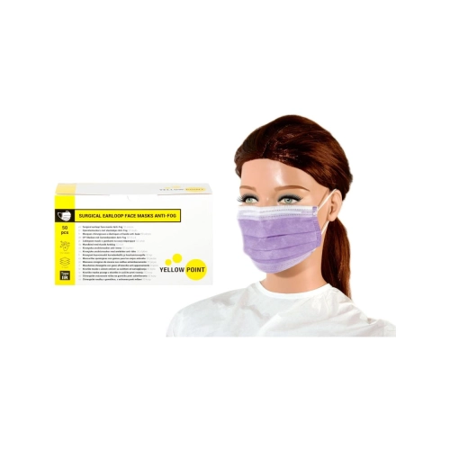 Yellow Point Mondmaskers Type IIR Anti-Fog met elastiekjes lavendel 50 stuks