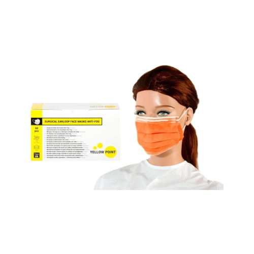 Yellow Point Mondmaskers Type IIR Anti-Fog met elastiekjes oranje 50 stuks