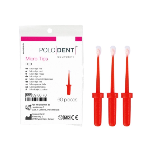 PoloDent Micro Tips rood 60 stuks